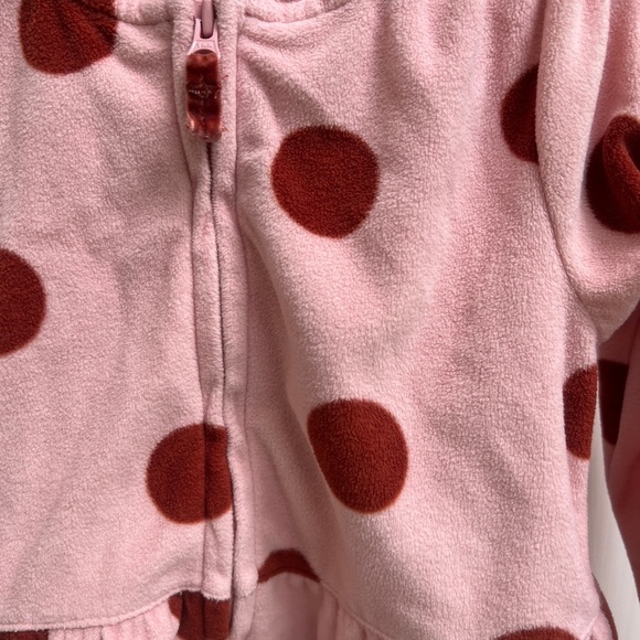 NWOT Carter’s 24M Pink and Maroon Polka Dot Fuzzy Girls Zip Up Jacket - Picture 2 of 4